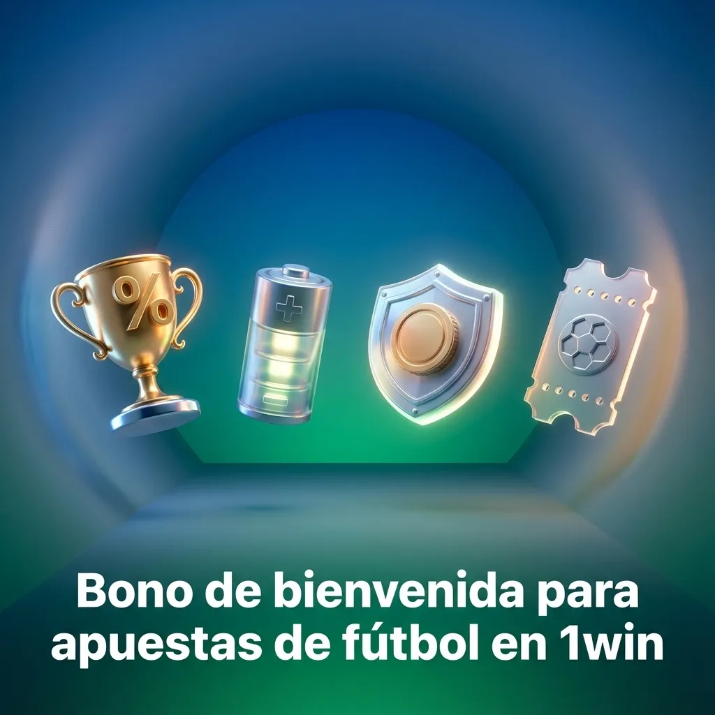 Banner de bono de bienvenida 1win para apuestas de fútbol, destacando hasta 500% en cuatro depósitos y giros gratis