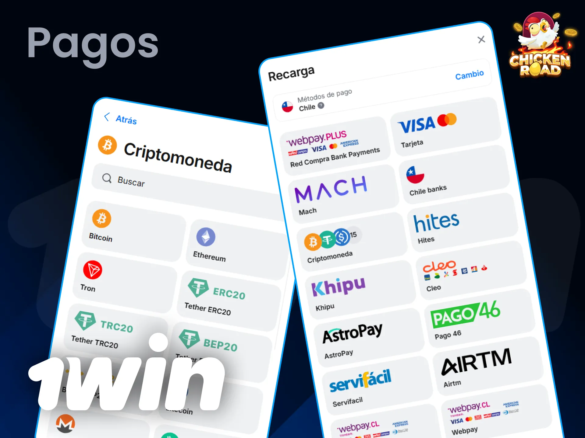 Los jugadores chilenos reciben pagos seguros en Chicken Cross de 1win.