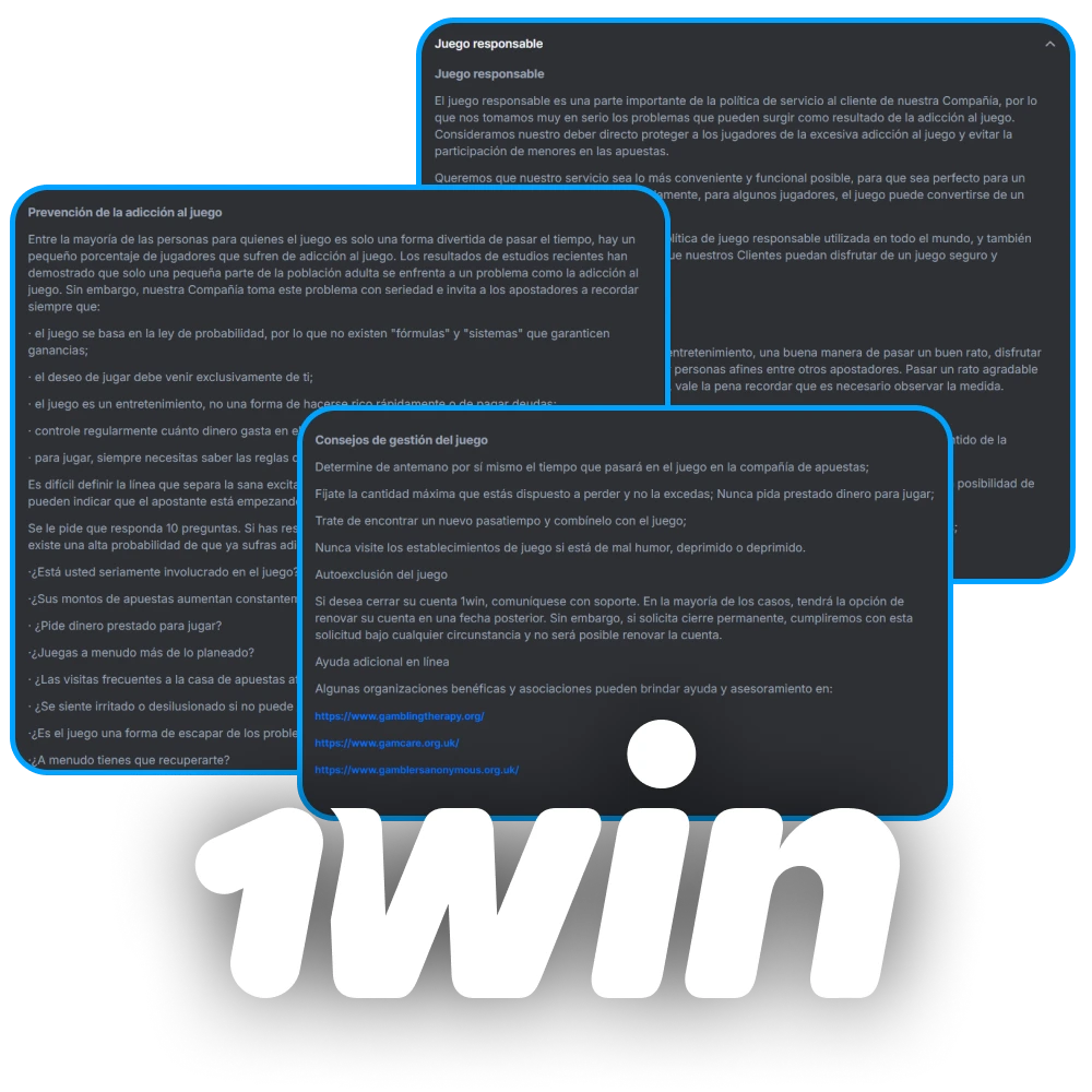Infórmate sobre el juego responsable en 1Win.